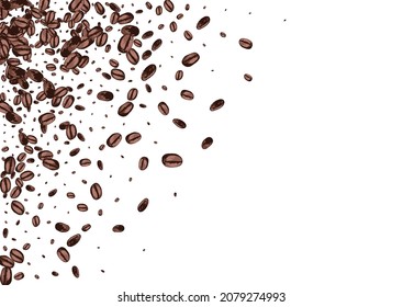 Fondo blanco del vector orgánico del café espresso negro. Resumen de la Ilustración Árabe. Papel tapiz de Pila asada marrón. Esbozar patrón de semilla.