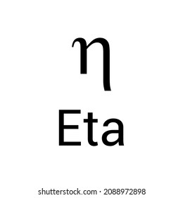 Black eta symbol icon with name. greek alphabet letter