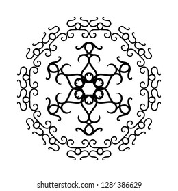 black  ethnic abstract flower and circle ornament design with white background. tattoo  in the form of the sun. Simple tribal logo design for men, woman and girl. vector illustration
