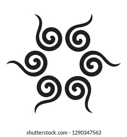 black ethnic abstract flower frame ornament design with white background. tattoo design in the form of the sun. Simple tribal logo design for men, woman and girl. vector illustration