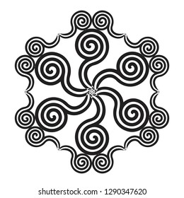 black ethnic abstract flower ornament design with white background. tattoo design in the form of the sun. Simple tribal logo design for men, woman and girl. vector illustration
