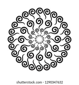 black ethnic abstract flower ornament design with white background. tattoo design in the form of the sun. Simple tribal logo design for men, woman and girl. vector illustration