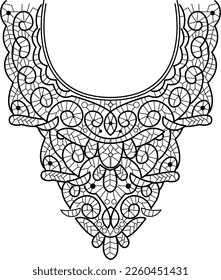 black ethnic collar patterns suitable for textile white background