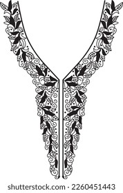 black ethnic collar patterns suitable for textile white background
