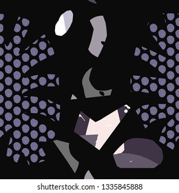 Black Ethnic pattern with monstera leaf in collage technique. Seamless contemporary  design
for fabric, cover, banner, interior, children's clothing, print for packaging cosmetics, gift packaging