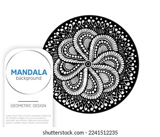 Black ethnic Waves mandala decoration pattern, Oriental pattern vector illustration culture Islam Arabic Indian moroccan spain ottoman perfect for coloring book or tattoo 