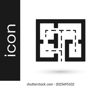 Black Evacuation Plan Icon Isolated On White Background. Fire Escape Plan.  Vector