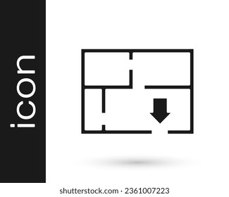 Black Evacuation plan icon isolated on white background. Fire escape plan.  Vector