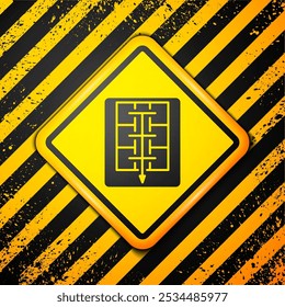 Black Evacuation plan icon isolated on yellow background. Fire escape plan. Warning sign. Vector