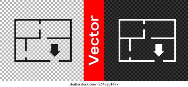 Black Evacuation plan icon isolated on transparent background. Fire escape plan.  Vector