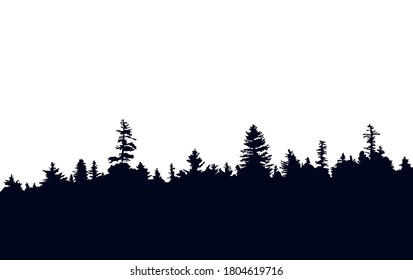 Black evergreen forest silgouette background