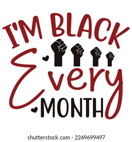 I'm Black Every Month SVG  T shirt design Vector File	
