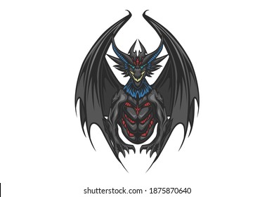 BLACK EVIL DRAGON VECTOR ILLUSTRATION 