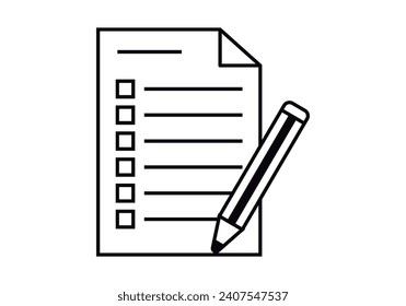 Icono de examen negro con un lápiz.