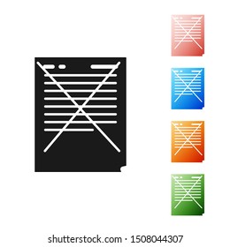 Black Exam paper with incorrect answers survey icon isolated on white background. Bad mark of test results, concept of unsuccessful report. Set icons colorful. Vector Illustration