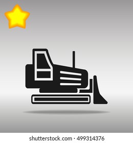 black Excavator bulldozer, grader Icon button logo symbol concept high quality on the gray background