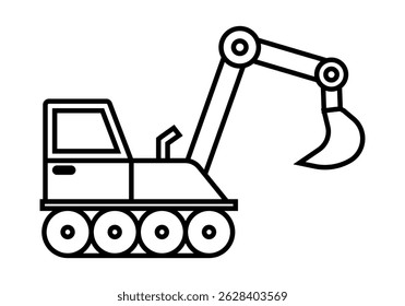Black excavator icon on a white background