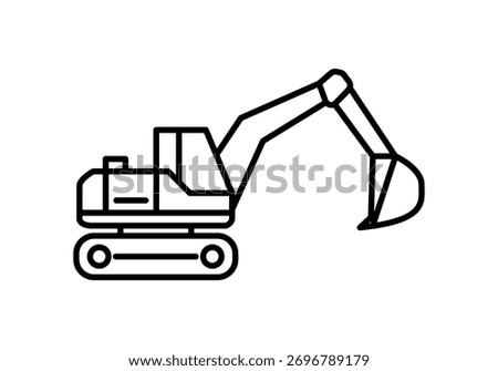 Black excavator icon on white background