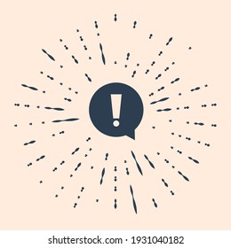 Black Exclamation mark in circle icon isolated on beige background. Hazard warning symbol. Abstract circle random dots. Vector Illustration