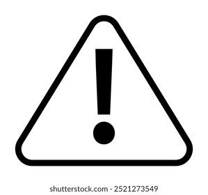 A black exclamation mark inside a black-bordered triangle. Ideal for safety signs, warnings, alerts, caution notifications, and hazard indicators. Simple and clear style.