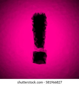 a black exclamation mark on a pink background