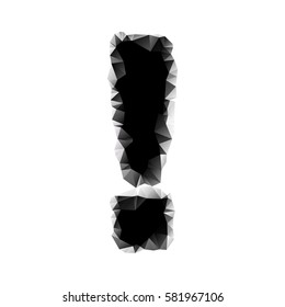 a black exclamation mark on a white background