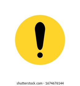 signo de exclamación negro sobre el círculo amarillo aislado sobre fondo blanco. ilustración vectorial