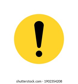 black exclamation mark on yellow circle isolated on white background. warning icon