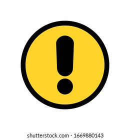 signo de exclamación negra en el símbolo de círculo amarillo aislado en fondo blanco. ilustración vectorial