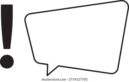 Ponto de exclamação preto e contorno de bolha de fala branco