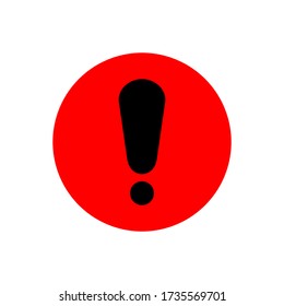 símbolo del signo de exclamación negro en círculo rojo. icono de precaución aislado en el fondo blanco. ilustración vectorial