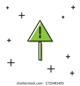 Black Exclamation mark in triangle icon isolated on white background. Hazard warning sign, careful, attention, danger warning sign.  Vector Illustration