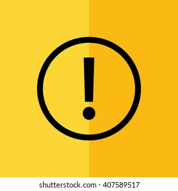 Black exclamation mark vector sign. Yellow background