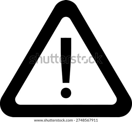 Black exclamation mark within a black outlined triangle, symbolizing warning, caution, or alert, isolated on white.