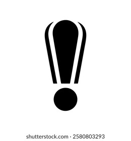 Black exclamation point logo icon silhouette vector flat illustration design on white background.