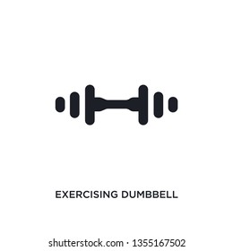 black exercising dumbbell isolated vector icon. simple element illustration from gym and fitness concept vector icons. exercising dumbbell editable logo symbol design on white background. can be use