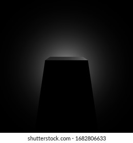 Black exhibition stand. Pedestal. Vector illustration.