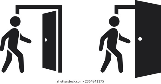 black exit door icon sign vector design