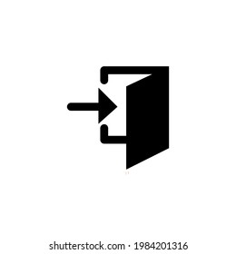 Black exit entry in arrow icon, signin login file share import export, modern simple flat design concept vector for app ads web banner button ui ux interface elements isolated on white background