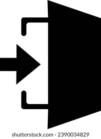 Black exit entry in arrow shape icon, signin login file share import export, 