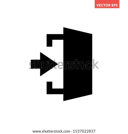 Black exit entry in arrow shape icon, signin login file share import export, modern simple flat design concept vector for app web banner button ui ux interface elements isolated on white background