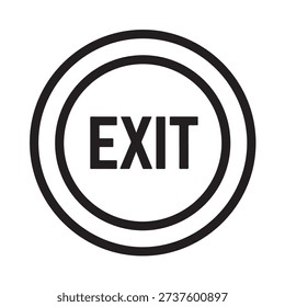 Black exit sign within double circular border