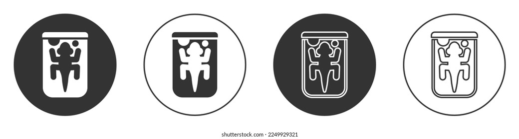 Black Experimental animal icon isolated on white background. Circle button. Vector