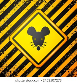 Black Experimental mouse icon isolated on yellow background. Warning sign. Vector
