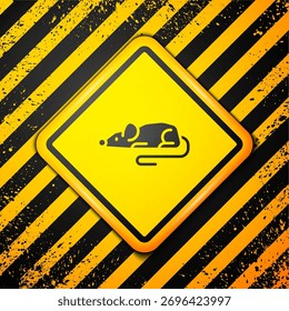 Icono de ratón experimental negro aislado sobre fondo amarillo. Señal de advertencia. Vector