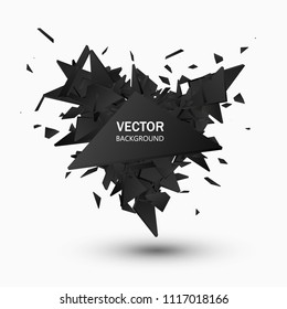 Black Explosion. Abstract Geometric Background. Vector Illustration
