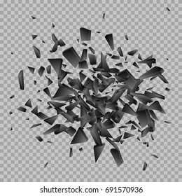 Black explosion. Abstract vector illustration. Glass shatter effect