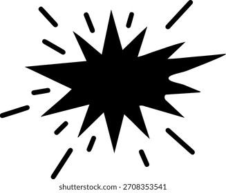 Símbolo de efecto de explosión, explosión, choque o onda de choque negro