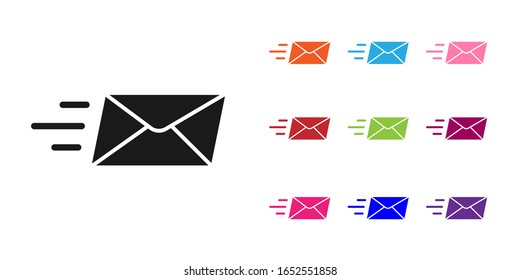 Icono de sobre Black Express aislado en fondo blanco. Símbolo de carta de mensaje de correo electrónico. Establecer iconos coloridos.  Ilustración vectorial