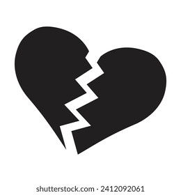Black Extreme Broken Heart vector icon. Black broken heart for relationships and love.vector illustration.
